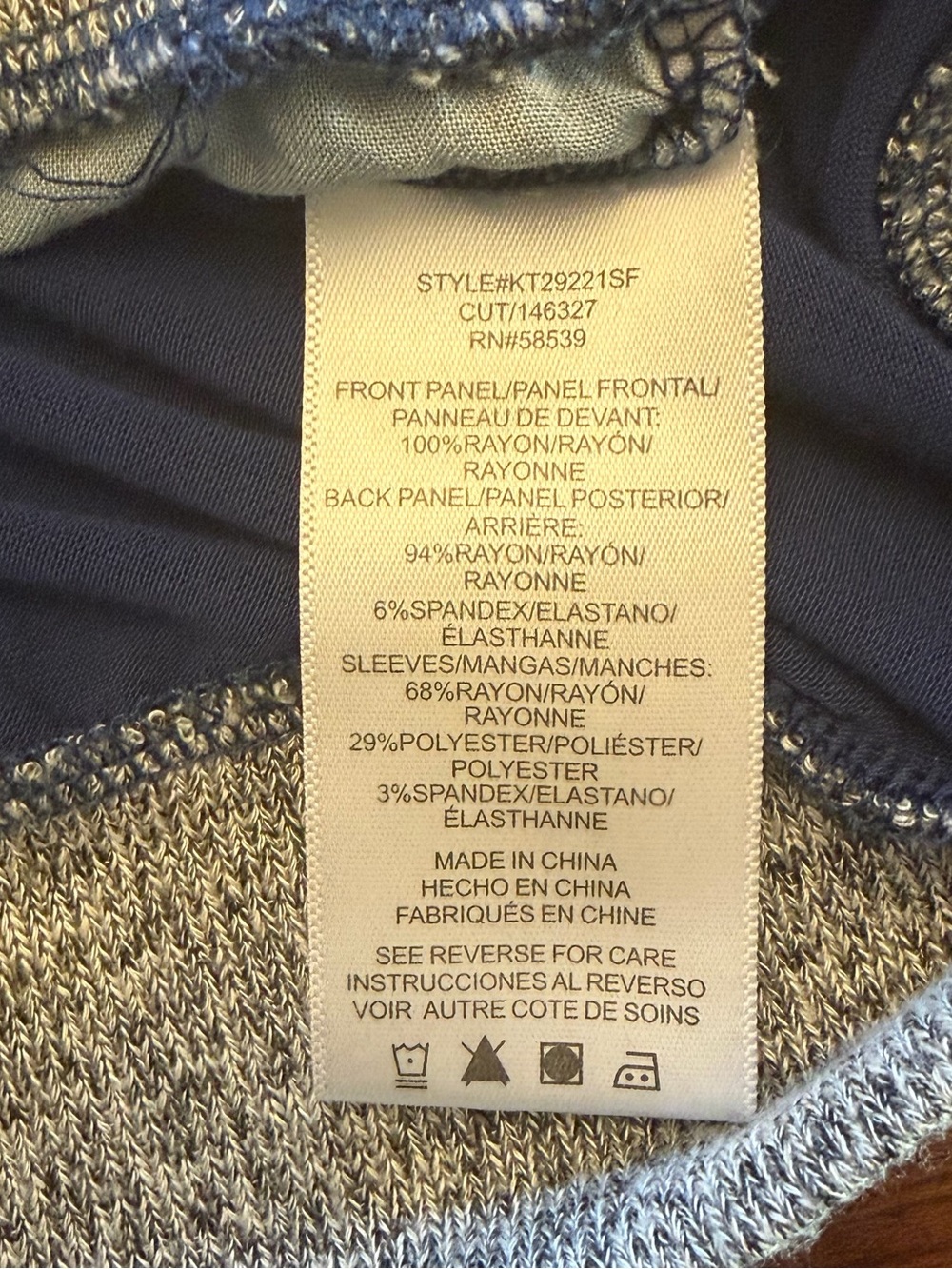 Kut from the Kloth Navy Floral Crewneck with Gray Raglan Sleeves - Picture 5 of 9